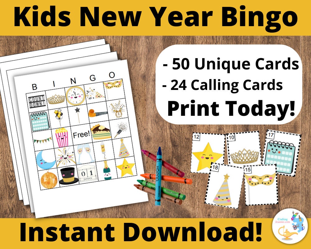New Year Bingo - 50 Unique cards