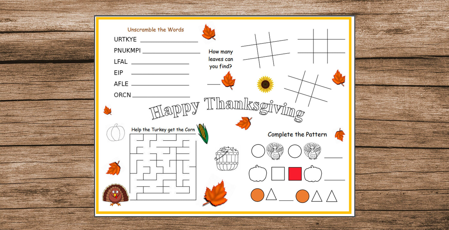 Thanksgiving Printable PlaceMats