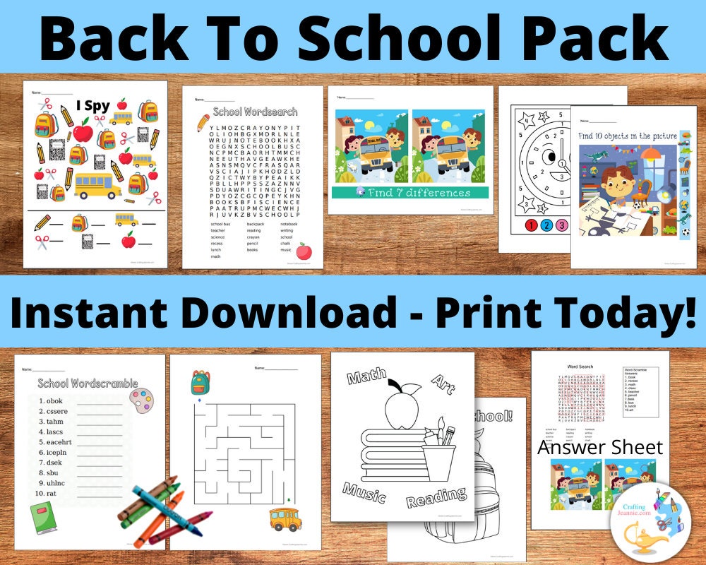 Back To School Printable Activities