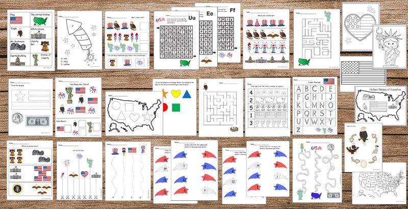 USA Preschool Worksheets Printable