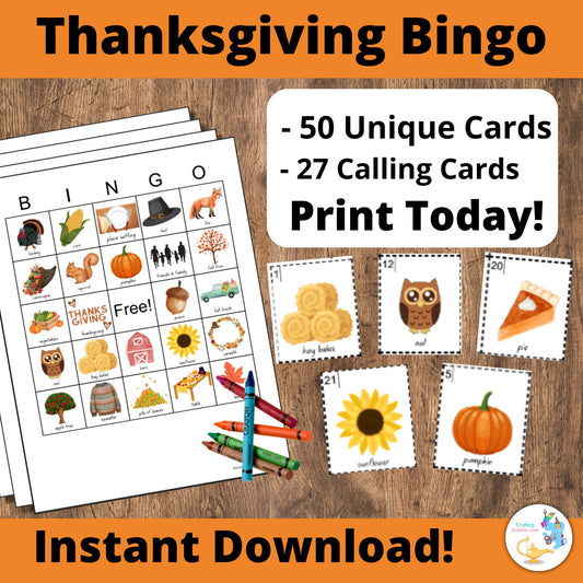 Thanksgiving Bingo, 30 Unique Bingo Cards, Kids; Thanksgiving Activity, Thanksgiving Printable, Thanksgiving Bingo Cards, Thanksgiving game