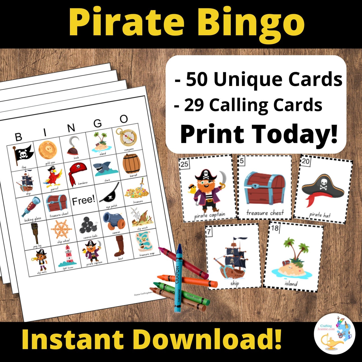 Pirate Bingo Cards Instant Download, Pirate Party Bingo Game, Pirate Bingo Printable Cards, Pirate Bingo Game, Pirate Birthday Party Bingo