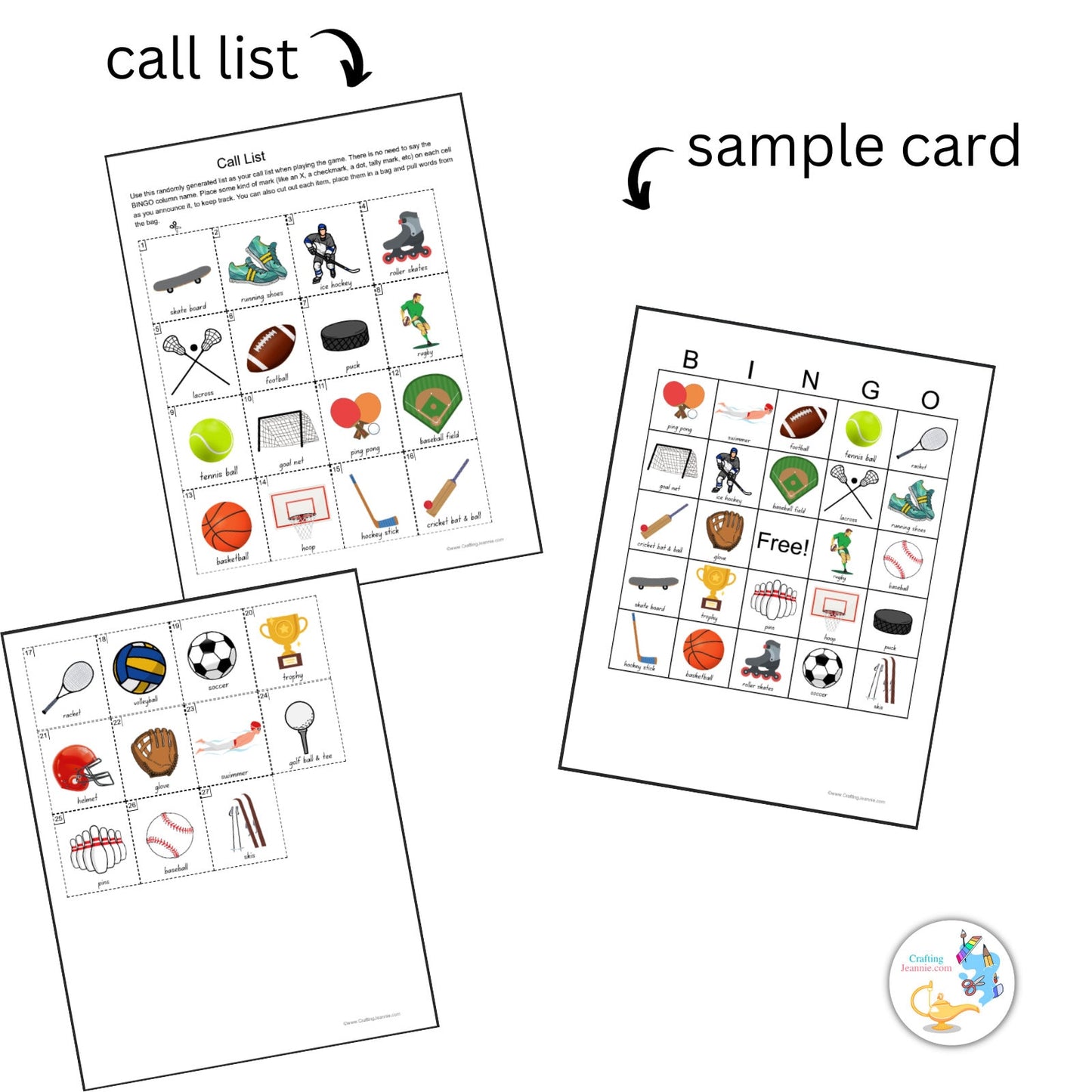 Sports Bingo Printable - 50 Unique Sports Bingo Cards DIY Printable Game Bingo Printable Game Preschool and Toddler Game and Activities