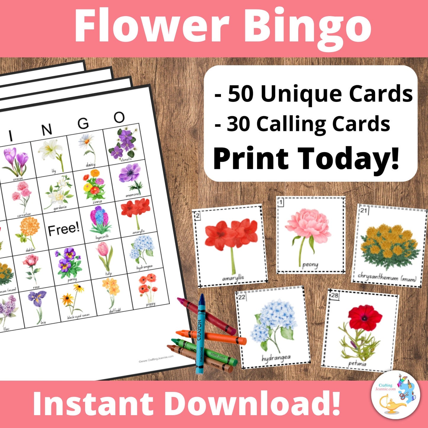 Flower BINGO Game l Spring Games l Summer Activities l Printables for Summer Weather l INSTANT DOWNLOAD