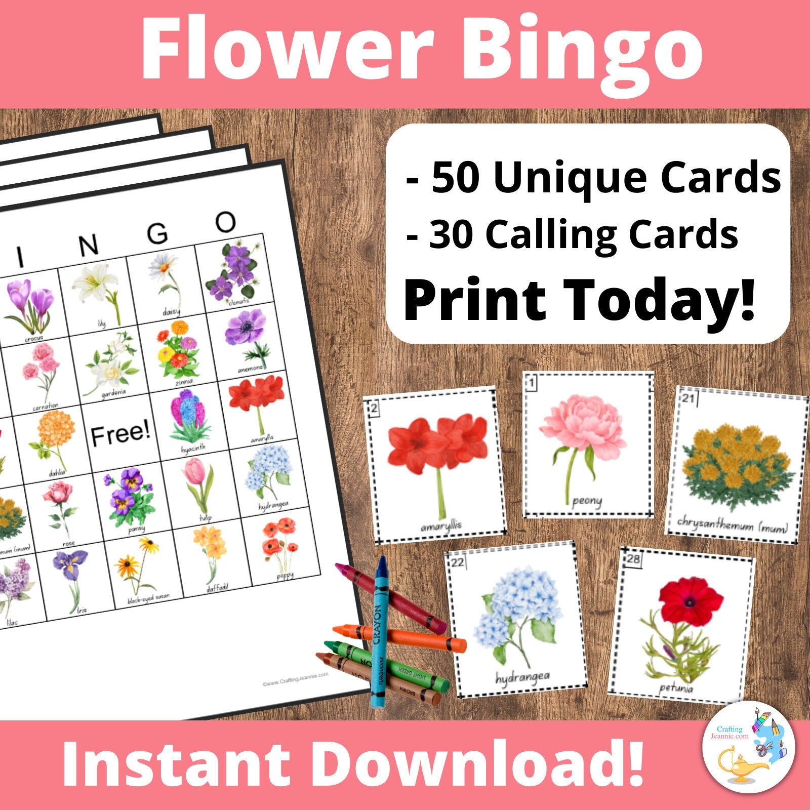 Flower BINGO Game l Spring Games l Summer Activities l Printables for Summer Weather l INSTANT DOWNLOAD