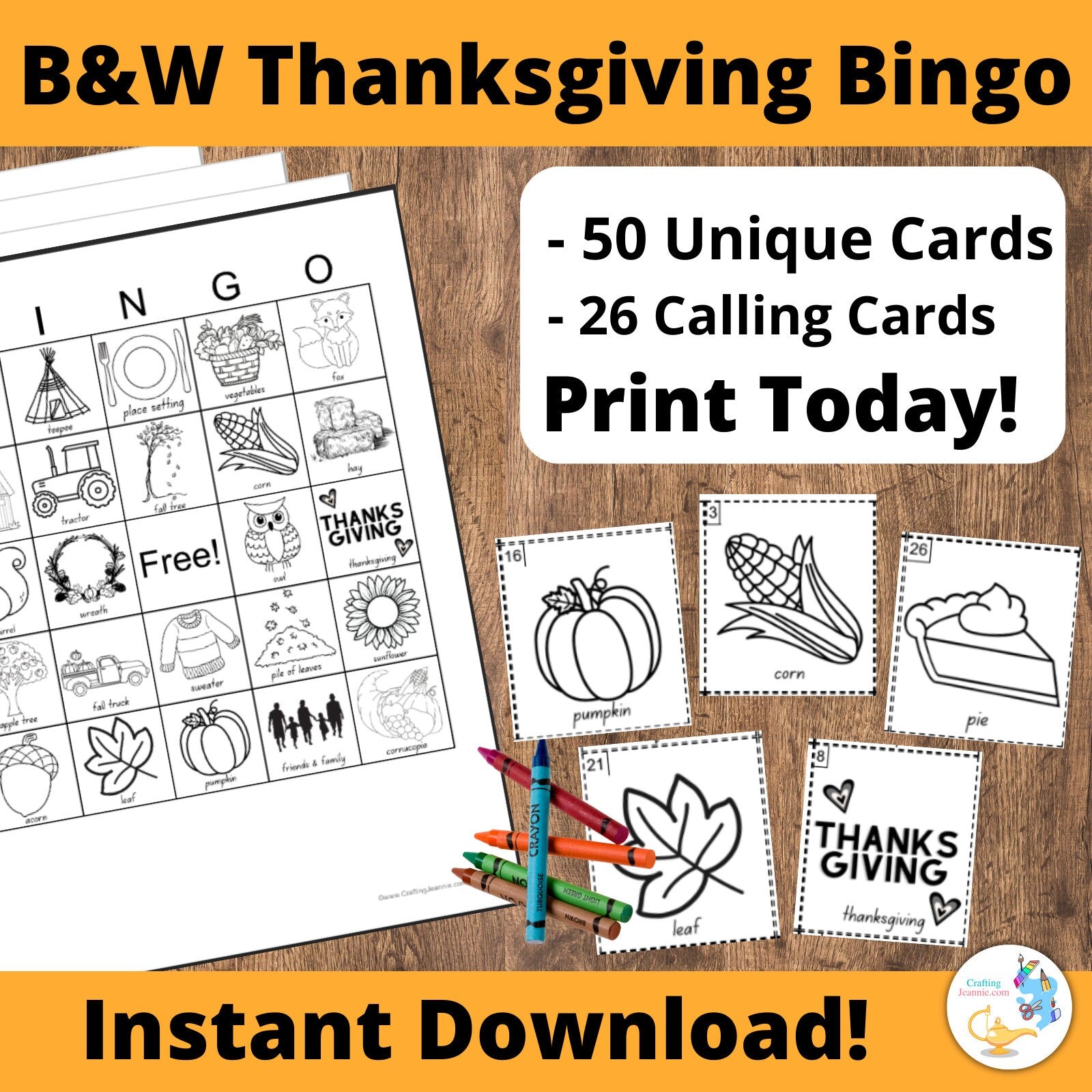 Black and White Thanksgiving Bingo l B&W Fall Bingo l Thanksgiving Game l Fall Game l Fall Activities l Thanksgiving Activities