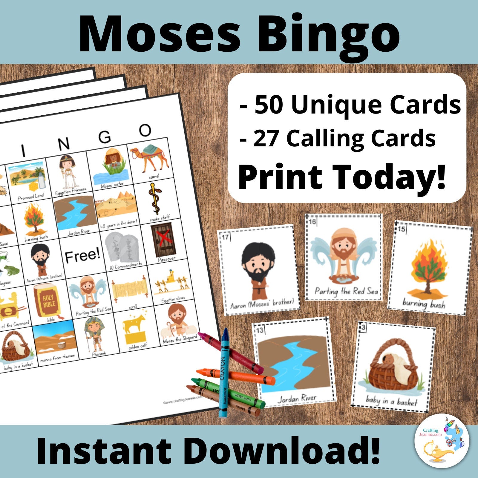 Moses BINGO Game l Sunday School Activities l CCD Games l Religious Games for Preschoolers l Old Testament Game l Instant Download