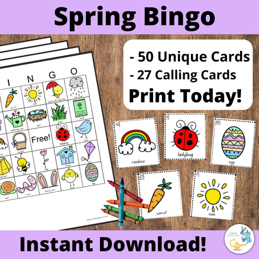 Spring Bingo - 50 Unique Cards