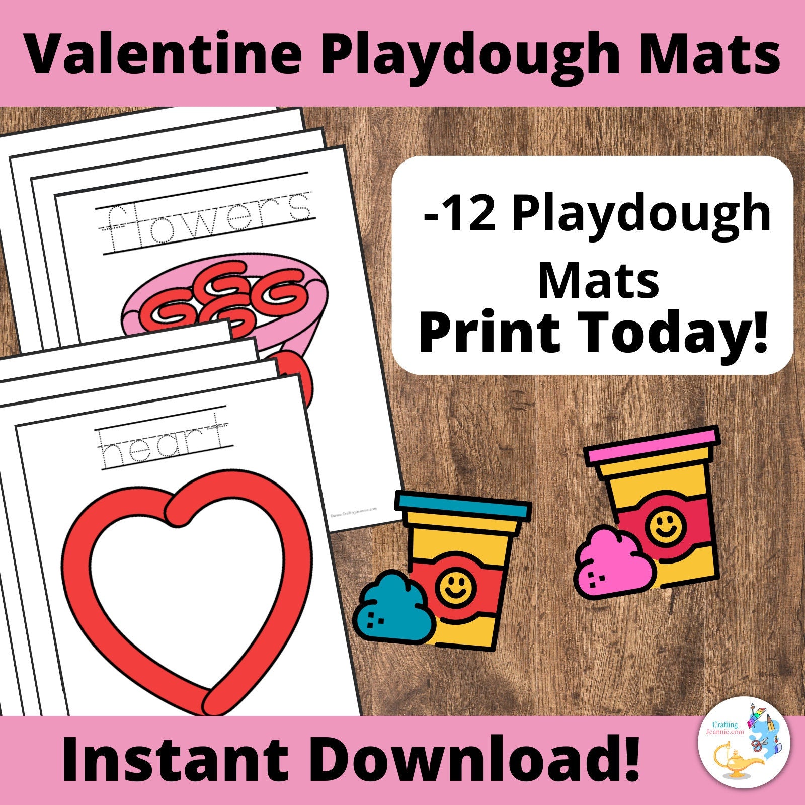 Valentine&#39;s Day Playdough Mat, Day of Love Activities, St. Valentine Preschool Activities, Toddler Playdough Activities, February Crafts