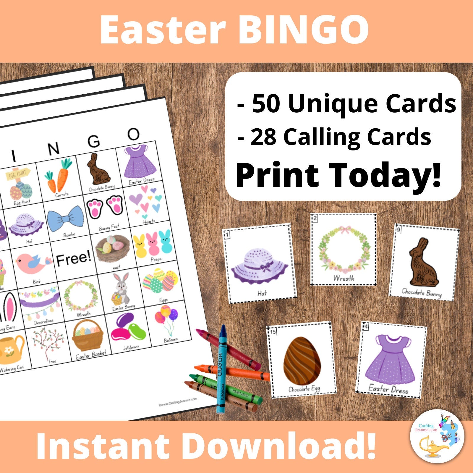 Easter BINGO 50 cards, CCD Game, Sunday School Easter Activities, Preschool Game