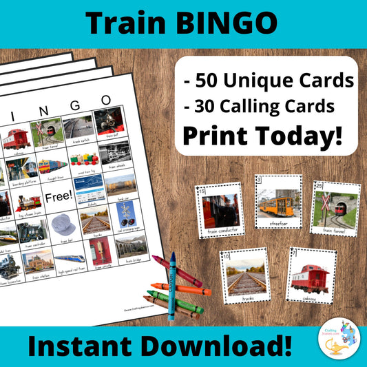 Train BINGO l Games for Preschoolers l Activities for Toddlers l Instant Download l Printable