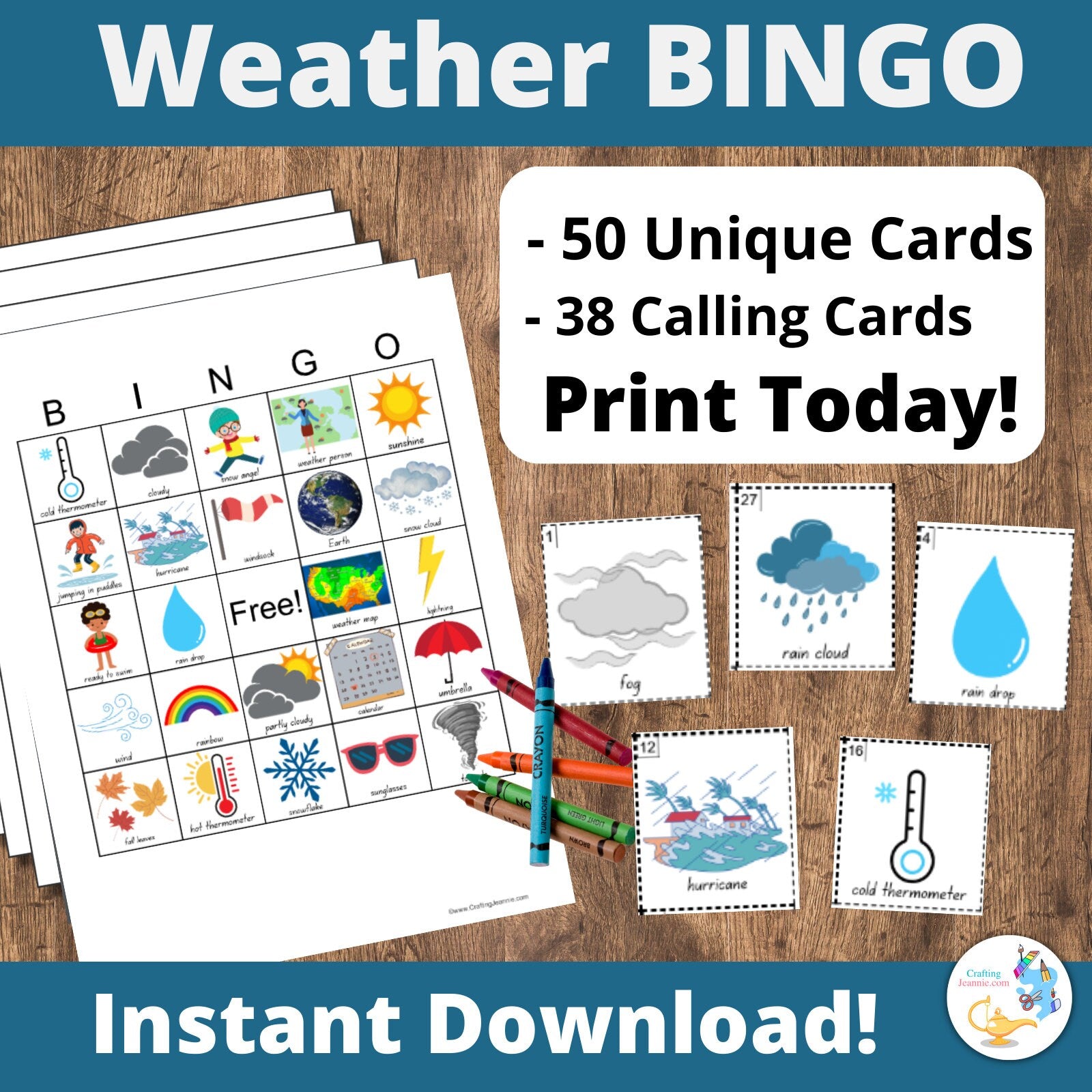 Weather BINGO Game for Preschoolers, Activities for Preschool Weather Unit, Games for Toddlers, Weather Activities for Kindergarteners