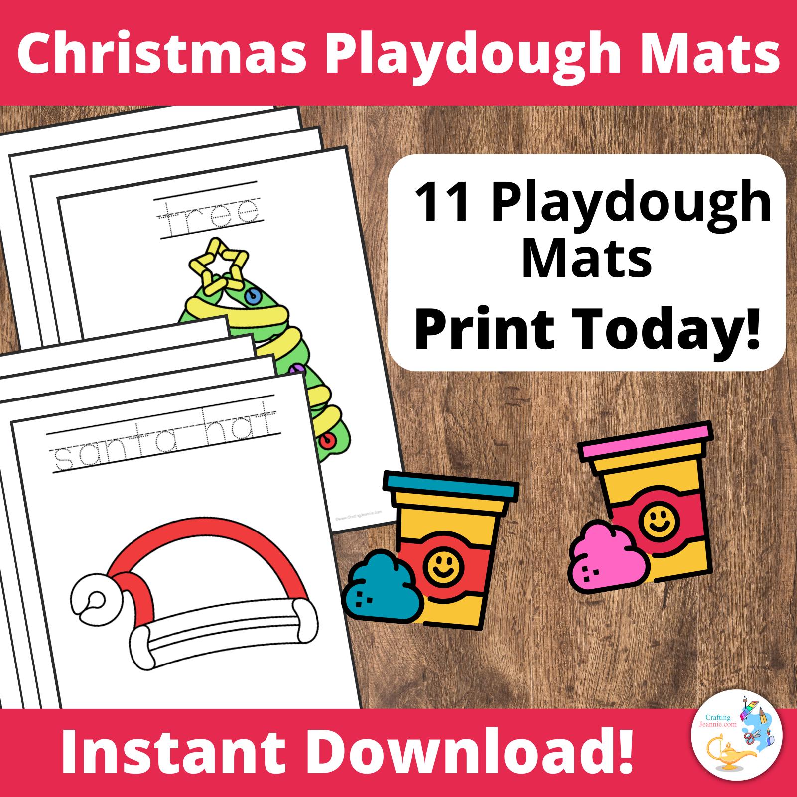 Christmas Playdough Mats for Preschoolers, Holiday Activities for Kindergarteners, Winter Activities for Toddlers