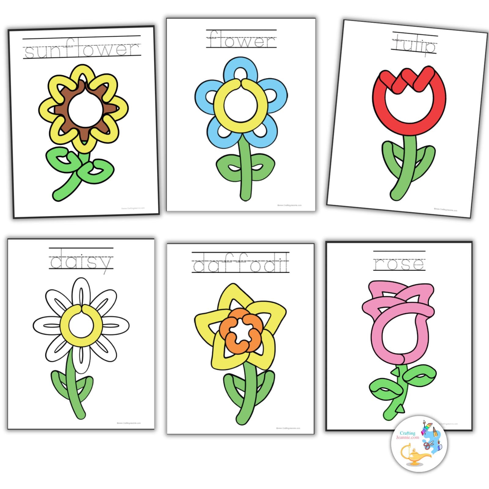 Flower Playdough Mats for Preschoolers, Rose Activity for Kindergarteners, Sunflower Activity for Toddlers