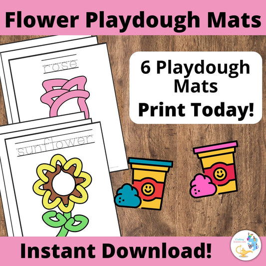 Flower Playdough Mats for Preschoolers, Rose Activity for Kindergarteners, Sunflower Activity for Toddlers