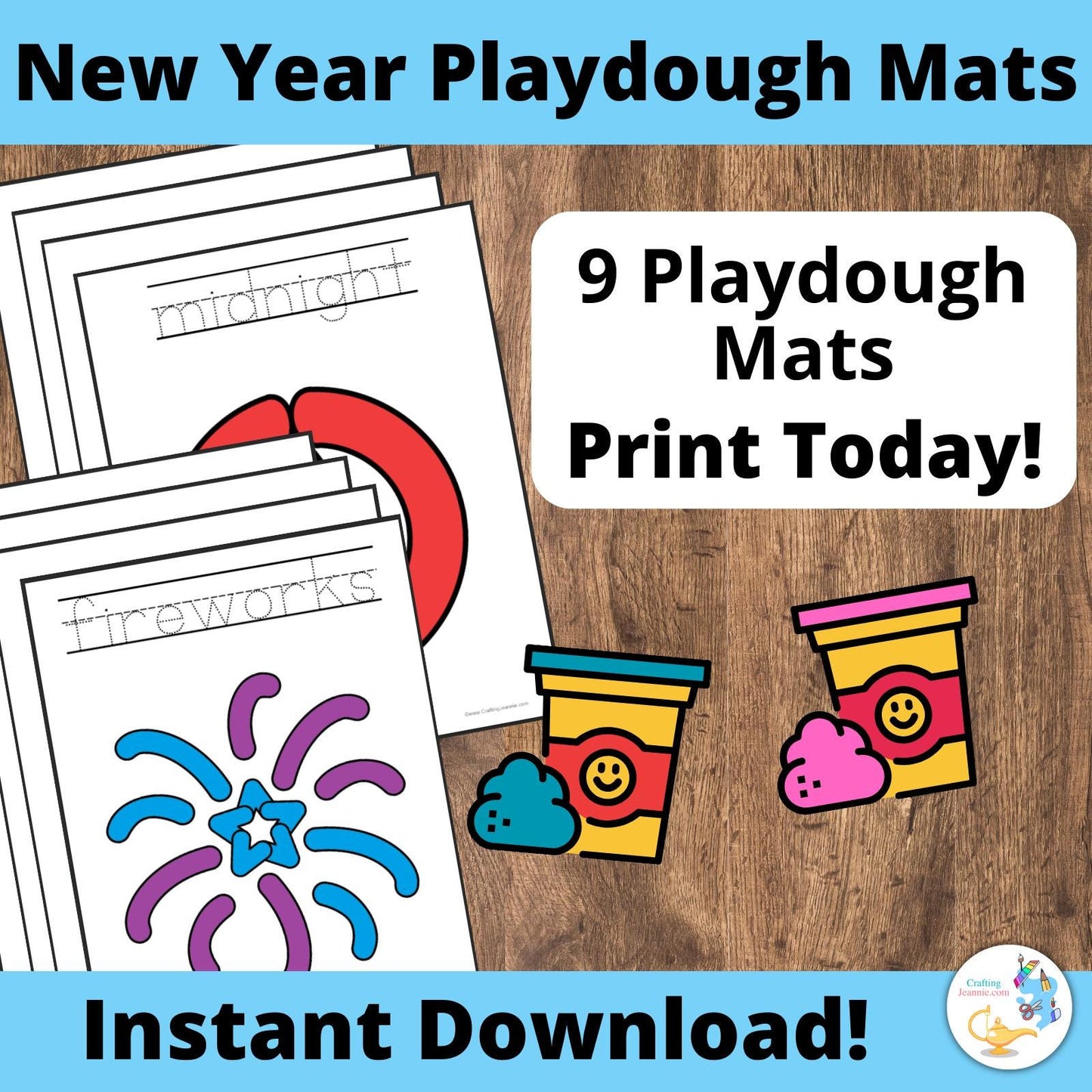 New Year Playdough Mats for Preschoolers and Kids, New Year Activities for Kindergarteners and Toddlers