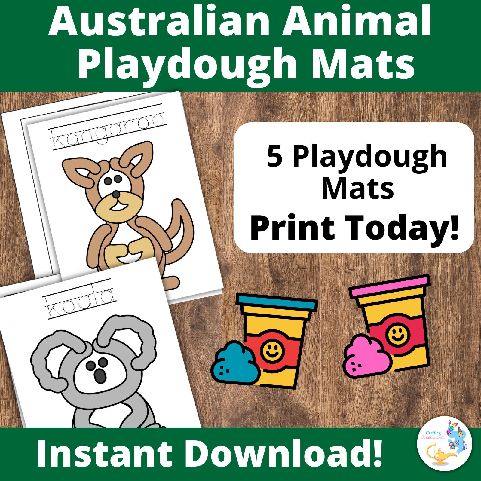 Australian Animals Playdough Mats for Preschoolers, Australian Animal Activity for Kindergarteners, Fine Motor Activity, playdough mat