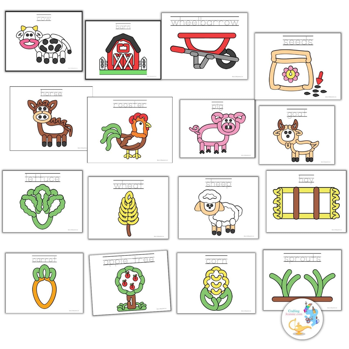 Farm Playdough Mats for Preschoolers, Homestead Activities for Kindergarteners, Farmstead Activities for Toddlers and Kids