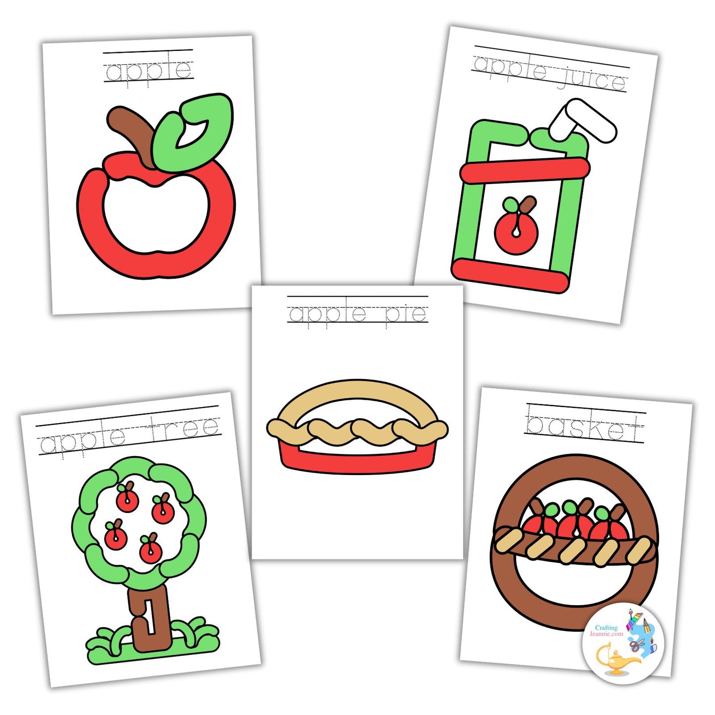 Apple Playdough Mats for Preschoolers, Apple Activity for Kindergarteners, Apple Activity for Kids, playdough mat