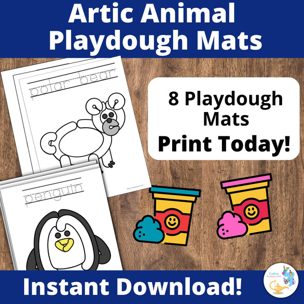 Winter Animals Playdough Mats for Preschoolers, Arctic Animal Activity for Kindergarteners, Winter Activity for Kids, playdough mat