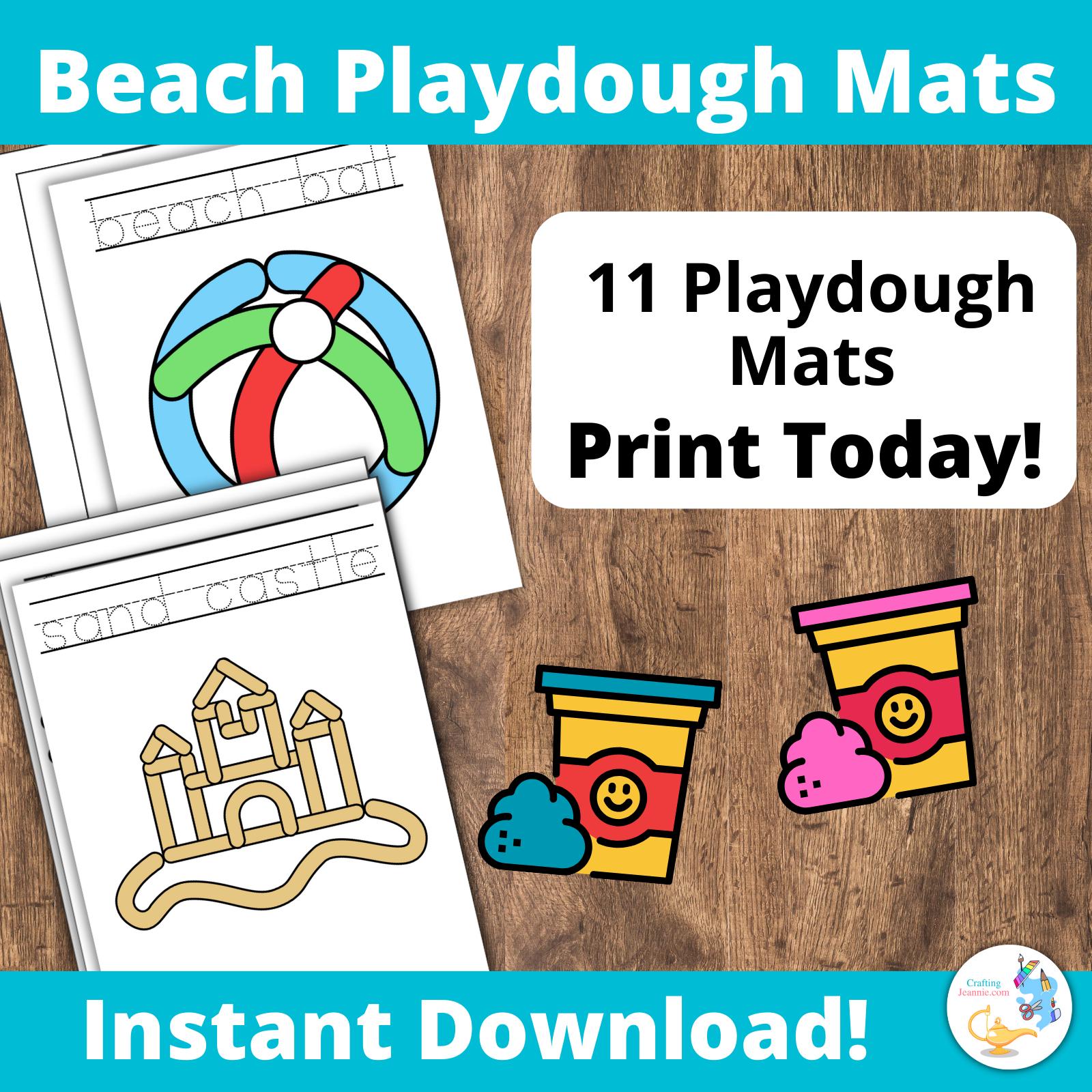 Beach Playdough Mats for Preschoolers, Summer Activity for Kindergarteners, Fine Motor Activity, playdough mat