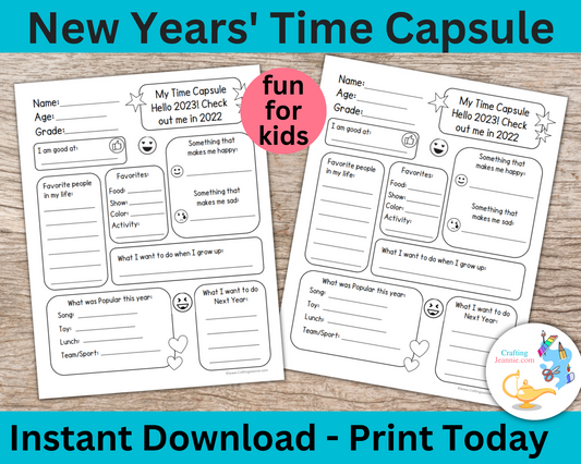 Printable Time Capsule - New Years 2022