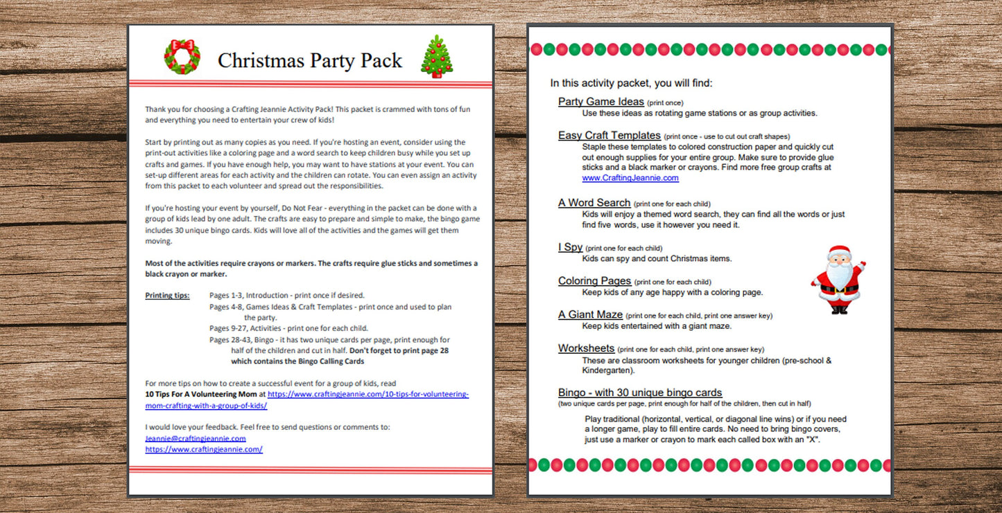 Christmas Classroom Party Pack